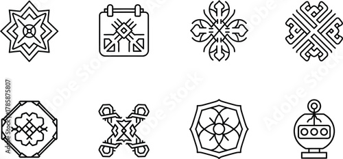 Vector art of ornamental geometric and decorative line icons