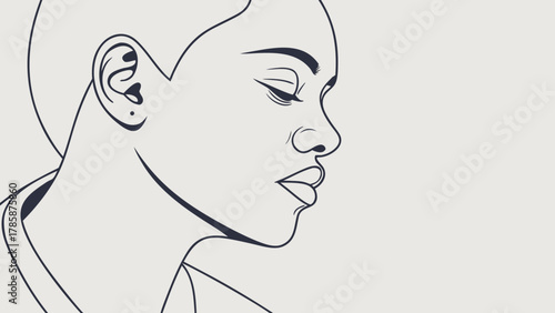 Line drawing of a woman with short hair