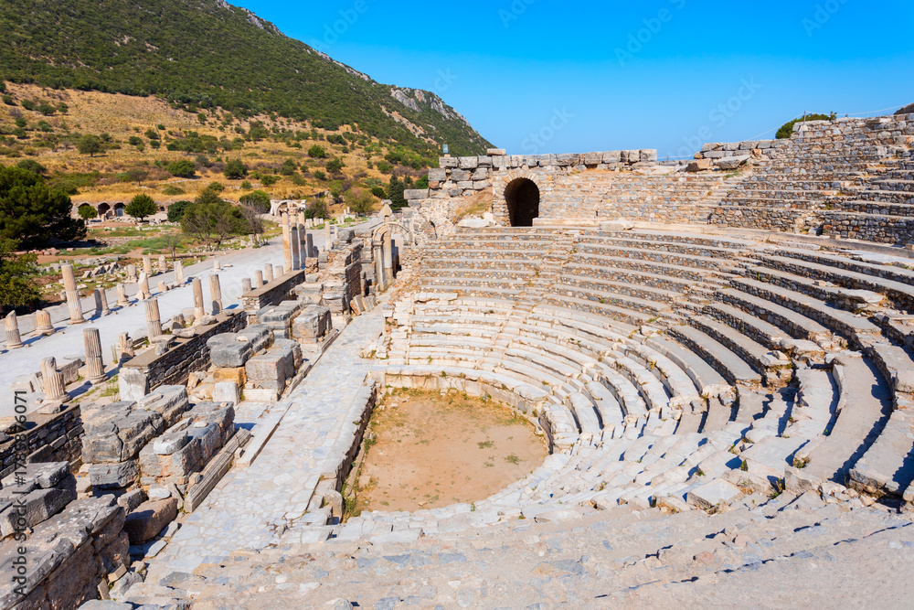 Obraz premium Odeon small ancient theatre in Ephesus city in Turkey