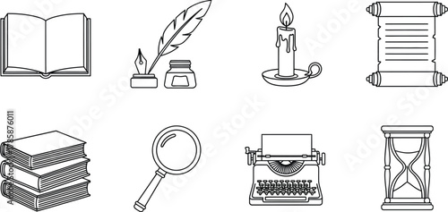 Vector art of vintage writing tools