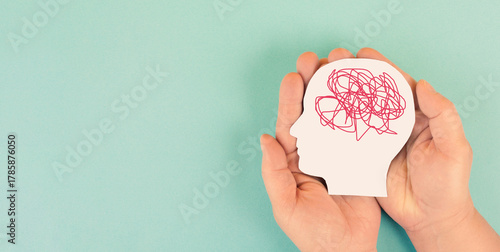 Confusion, depression and trauma, mental health, stressed, overwhelmed mind, brain with concentration problems, ADHD