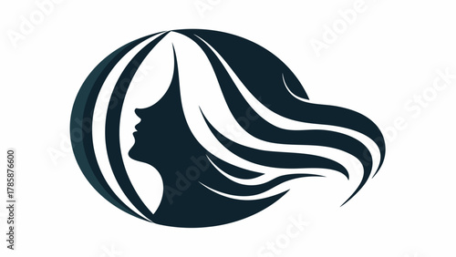 Elegant silhouette of a woman with flowing hair, perfect logo for salon, spa, beauty brand, or wellness center. Simple, modern, and stylish design