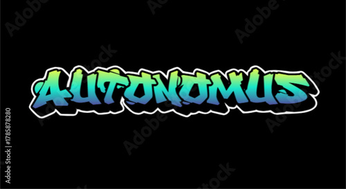 Autonomus Graffiti Text Illustration on Black Background