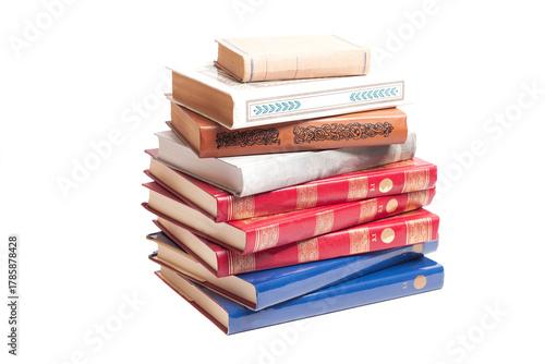 Books stack isolated on white background