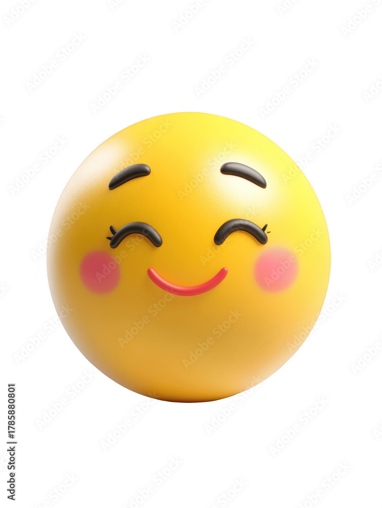 Fototapeta premium Cute smiling emoji with blushing cheeks