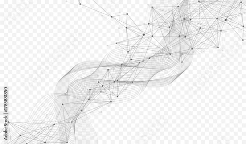 Abstract tech network connection dots. Digital background and big data technology. Blue background with plexus lines. Geometric background with abstract mesh