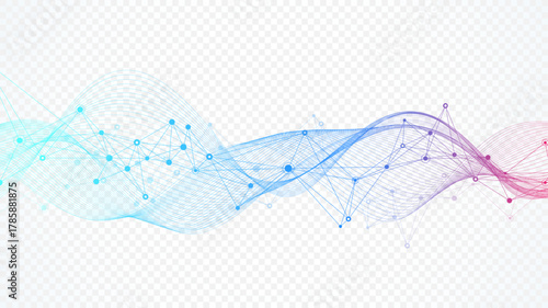 Abstract tech network connection dots. Digital background and big data technology. Blue background with plexus lines. Geometric background with abstract mesh
