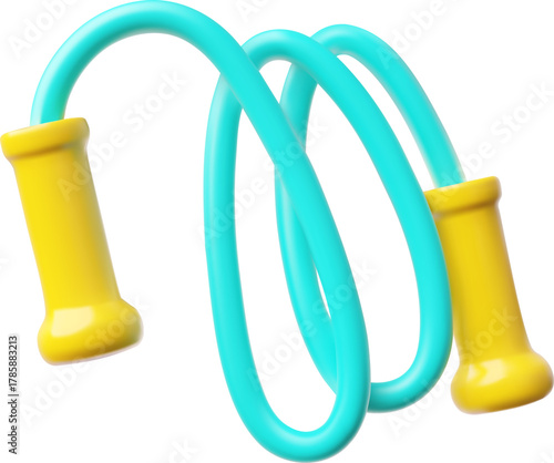 Skipping rope, cartoon jumping rope tool 3D cartoon plastic style vector icon, sport equipment for exercise fitness tool