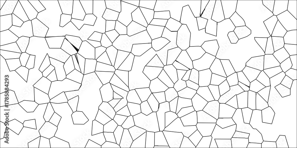 Fototapeta premium Black Outline Geometric Mosaic on White Background with Sparse Irregular Polygonal Shapes for Minimalist Design