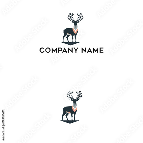 Elegant deer logo design featuring elaborate antlers resembling tree branches and leaves, embodying nature's grace and strength for various business branding concepts and visual identity