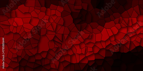 Vibrant Red Abstract Geometric Mosaic with Deep Shadows and Gradient Effect for Dramatic Backgrounds and Digital Art