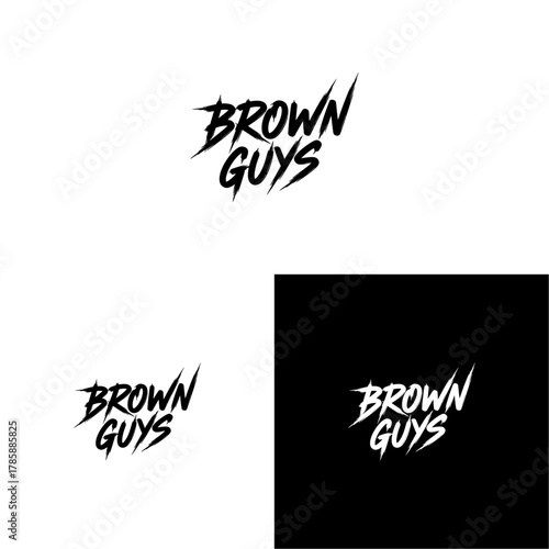 Modern Typography of 'Brown Guys' Logo Designs in Various Color Schemes for Brand Identity and Versatility