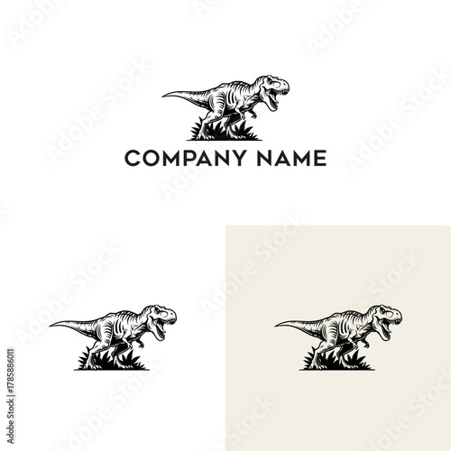 Vintage Hand-Drawn Dinosaur Logo Design for Brand Identity and Merchandise