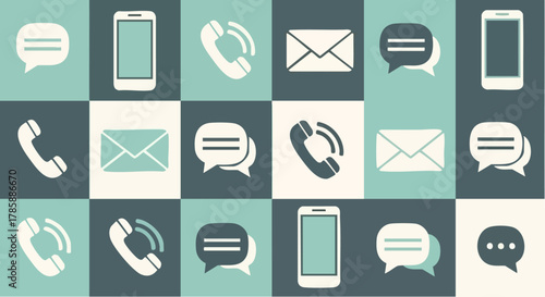 Communication icons representing various methods of contact and messaging.