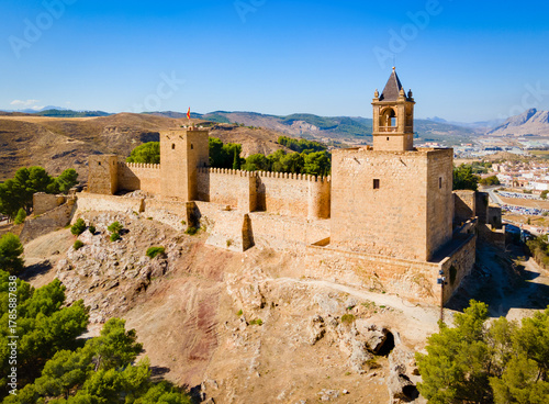 Fortress of Antequera aerial panoramic view, Spain