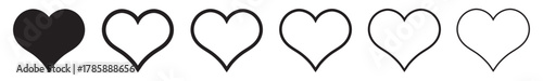 Black and outline heart icon, heart shape, love icons set.