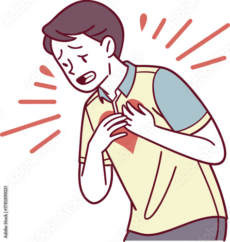 cute-cartoon-vectWorried man holding chest with a heart sign with a concerned face in cartoon vector artor-illustration-of-a-man-holding (1).eps