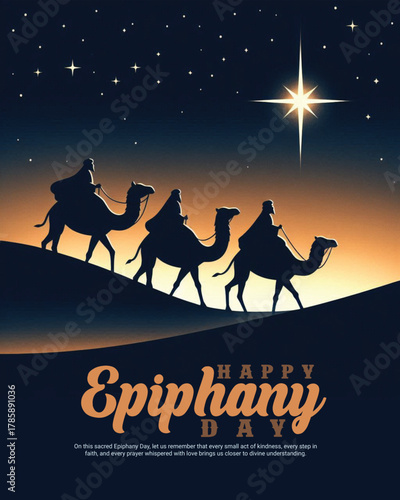 Epiphany Day Illustration – Three Wise Men, Star of Bethlehem and Christian Festival Celebration Vector