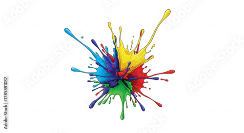 Colorful paint splash with vibrant hues isolated on