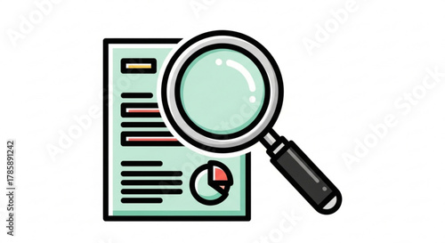 Magnifying glass over document isolated on