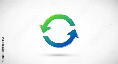 Refresh icon reload, update, or synchronize symbol circular arrows, loop, or cycle sign green and blue gradient