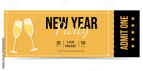 new year party ticket template
