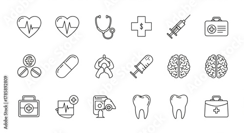 Medical icon set isolated on