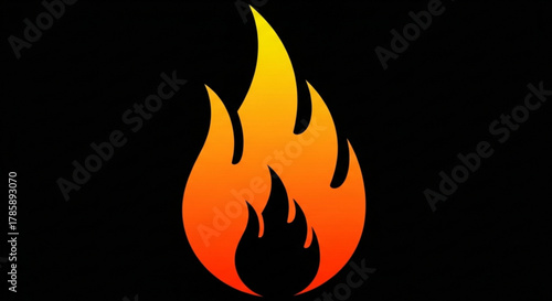 A vibrant flame illustration on a, perfect for fire related designs and projects requiring a fiery element