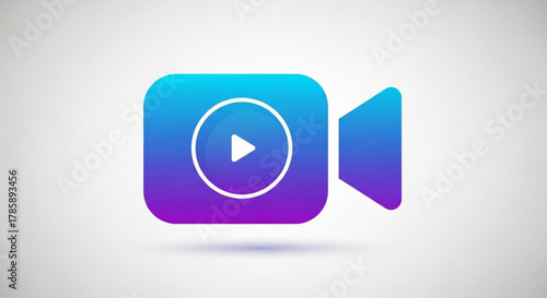 Gradient video camera icon film and movie symbol play button sign multimedia and entertainment concept