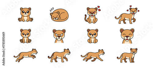 Feline Character Cartoon Illustration Set