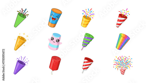 Colorful Cartoon Party Poppers Set