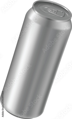 Aluminum drink can floating, vector realistic blank metallic tin can drink beer, soda, water, juice package mock up
