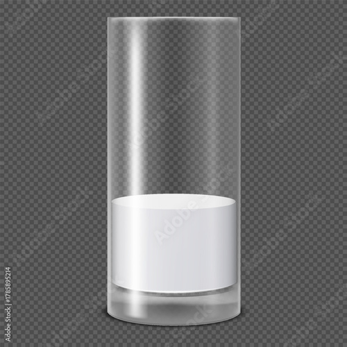 Glass cup mockup with a milk drink, organic product.