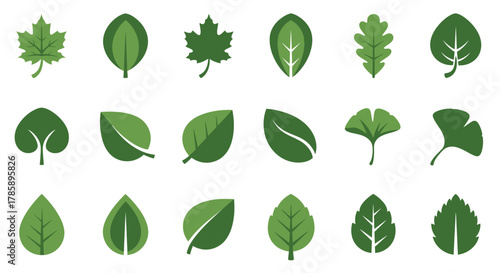 green leaf icons set