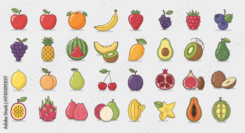 fruits icons set