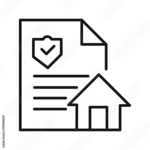 Home insurance. Mortgage, house with money icon line style isolated on white background. Residence Realm icon. secure house icon sign vector. Collateral house buy icon outline vector.