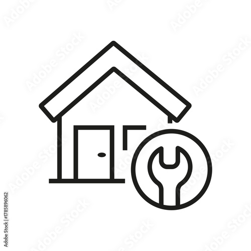 Home insurance. Mortgage, house with money icon line style isolated on white background. Residence Realm icon. secure house icon sign vector. Collateral house buy icon outline vector.