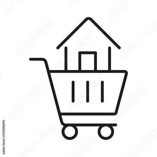 Home insurance. Mortgage, house with money icon line style isolated on white background. Residence Realm icon. secure house icon sign vector. Collateral house buy icon outline vector.