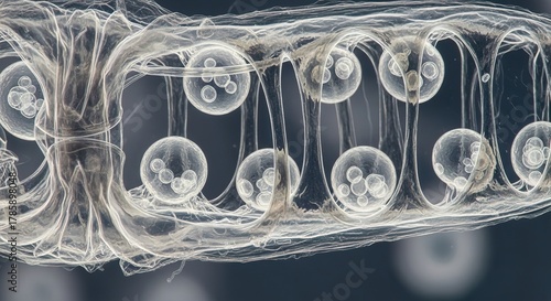 High-magnification image of Anopheles mosquito midgut with oocysts