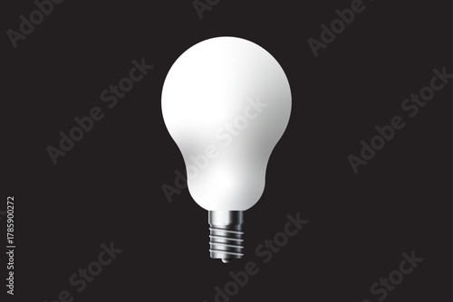 Realistic light bulb on black background