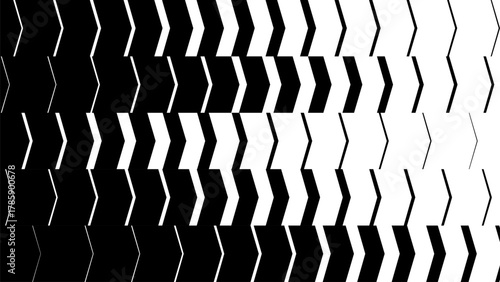 Dynamic arrow transition from thick to thin, shape distortion, rhythmic gradient, vector abstract modern composition in brutalist style, postmodern geometric ornament, Modern striped background