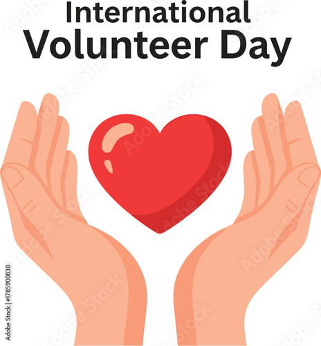 Hands holding red heart for international volunteer day