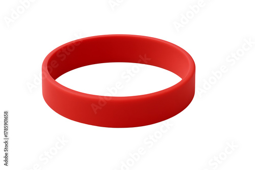 Vibrant red silicone wristband isolated on transparent background
