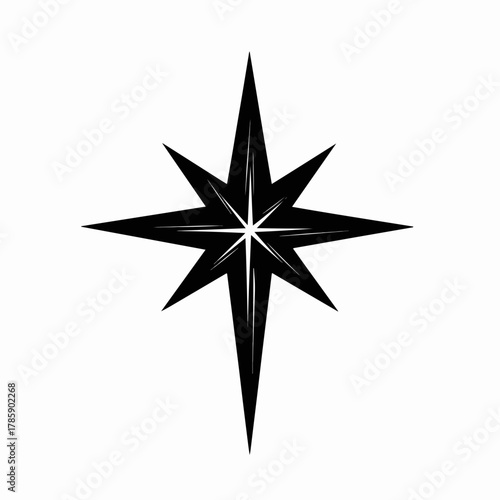 Star of Bethlehem icon. Religious Christmas and nativity symbol. Minimalist black graphic isolated on white