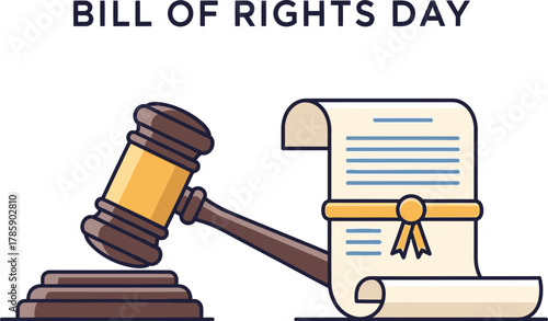 Gavel and document for bill of rights day