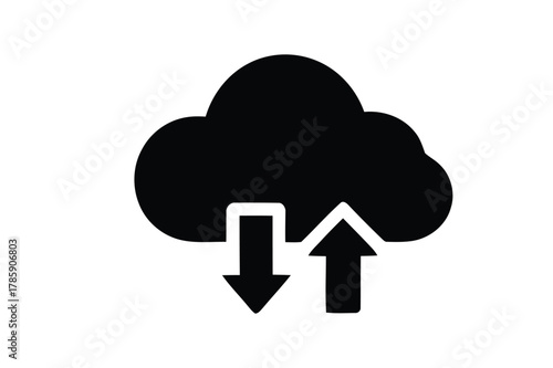 Cloud upload and download icon, data transfer