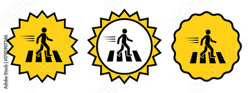 Pedestrian Crossing Icons Design Set