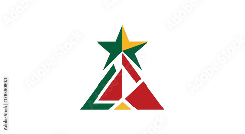 Dynamic abstract geometric logo design featuring a vibrant star and sharp angles in green, red, and yellow, symbolizing achievement and progress.