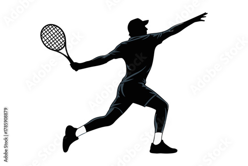 Tennis player silhouette vector illustration