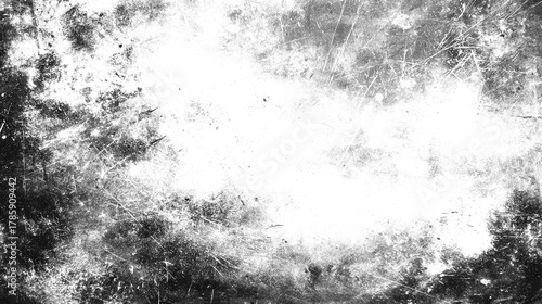 Abstract grunge texture with dark edges and bright center, distressed overlay effect isolated on transparent background